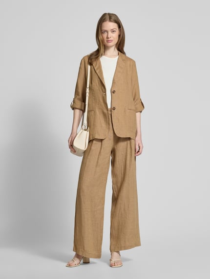Christian Berg Woman Linnen blazer met paspelzakken Roodbruin - 1