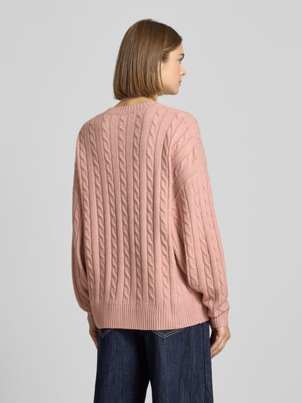 REVIEW Gebreide pullover met kabelpatroon Oudroze gemêleerd - 5