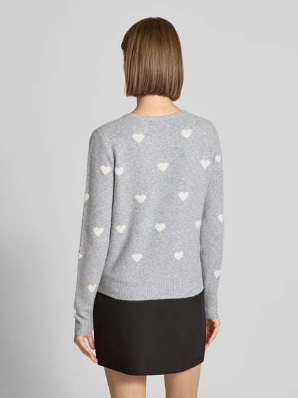 REVIEW Strickpullover mit geripptem Saum Hellgrau Melange 5