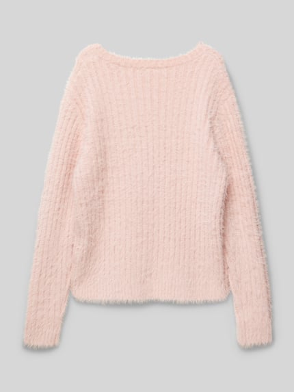 GUESS Strickpullover mit gerippten Abschlüssen Hellrosa 3