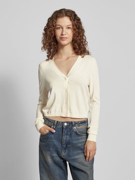 QS Kort gebreid jack met knoopsluiting Beige - 4