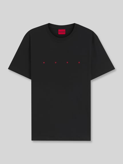 HUGO męski t-shirt o kroju regular fit z czystej bawełny Czarny 2