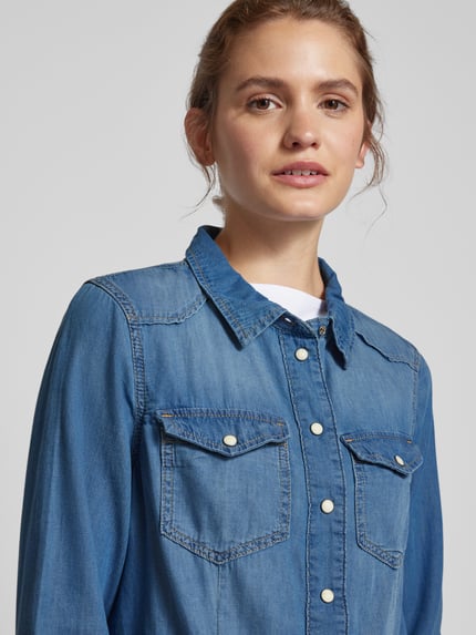 ONLY Jeansblouse met borstzakken, model 'ALEXA' Jeansblauw - 3
