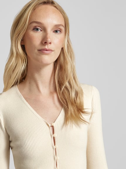 VERO MODA Kurtka krótka z dzianiny z listwą guzikową Beżowy 3