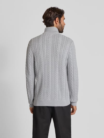 JACK & JONES Premium Sweter z dzianiny z prążkowanymi wykończeniami model ‘BLUSEAN’ Jasnoszary melanż 5