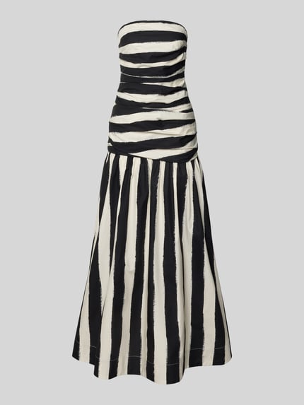 Produktfoto, Midikleid in Bandeau-Form Modell 'LISA' von Topshop aus reiner Baumwolle, schwarz-weiße Streifen, figurbetonter Schnitt, raffinierte Textur