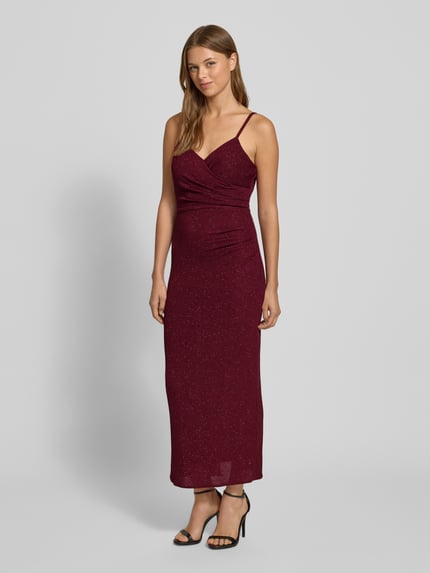 TROYDEN COLLECTION Avondjurk met V-hals en plooien Bordeaux - 1