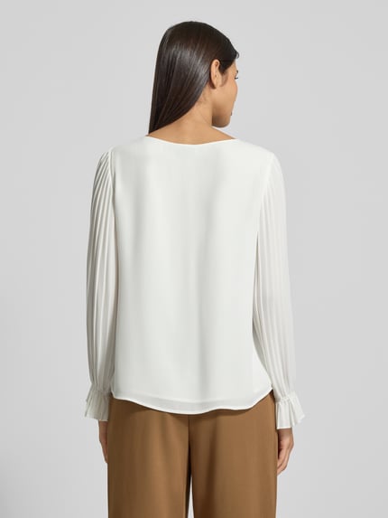 s.Oliver BLACK LABEL Regular fit blouse met lange mouwen met volants Offwhite - 5