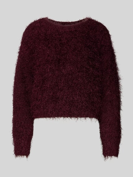 Oui Strickpullover aus Effektgarn mit Rundhalsausschnitt Bordeaux 2