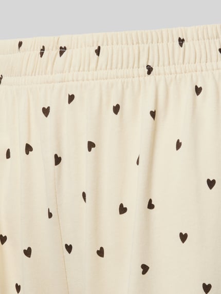 Produktfoto, Pyjama-Hose mit elastischem Bund von Jake*s Casual aus Reine Baumwolle im Allover-Look mit kleinen schwarzen Herzen, Relaxed-Fit.
