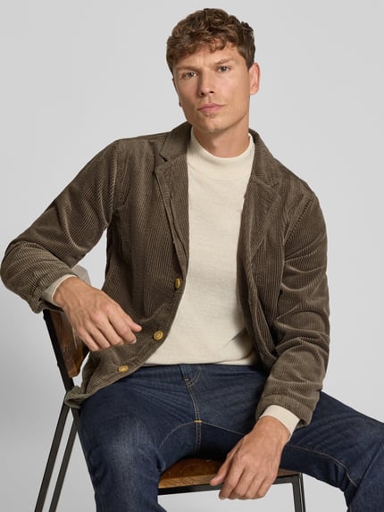 Lindbergh Regular Fit Sakko aus Cord mit Reverskragen Khaki 3