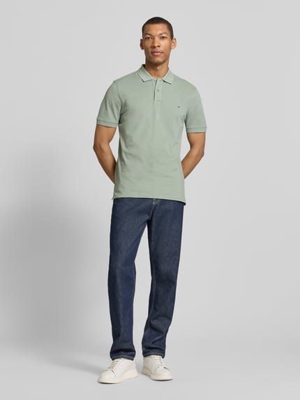 Christian Berg Men regular fit poloshirt met stitching Rietgroen - 1