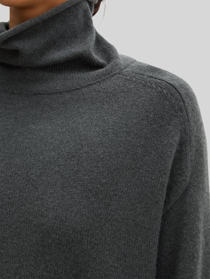 Marc O'Polo Rollkragenpullover mit Label-Detail Anthrazit 3