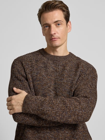 Selected Relaxed Fit Pullover aus reiner Baumwolle Modell 'TILUM' Dunkelbraun 3