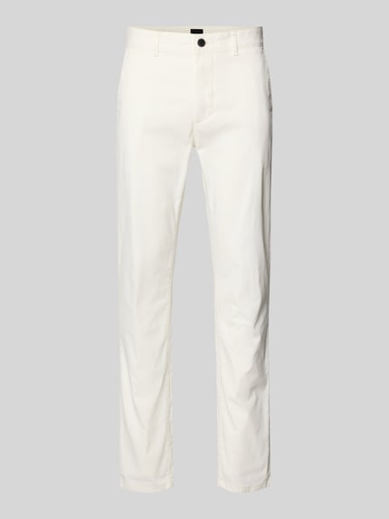Produktfoto, Slim Fit Chino aus Baumwoll-Mix Modell 'Chino Slim' von BOSS Orange, jednolita biel, krój slim fit, twill, detal guzik, kieszenie