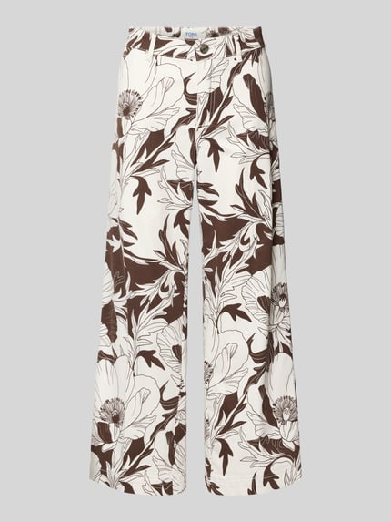 Productfoto, Culotte in 7/8-lengte model 'Liv' van TONI, allover bloemenprint in bruin en offwhite, katoenmix met stretch, damesmode