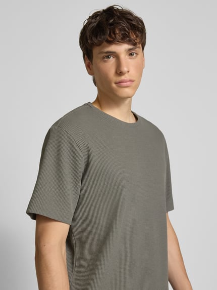 ONLY & SONS Regular Fit T-Shirt mit Waffelmuster Hellgrau 3