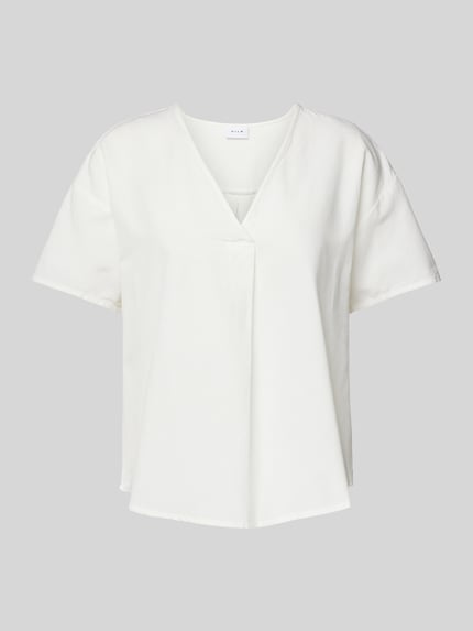 VILA Blusenshirt aus Viskose-Mix mit Leinen-Anteil Modell 'PRISILLA' Weiss 2