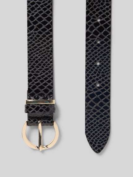 Produktfoto, Ledergürtel mit Dornschließe von Vanzetti aus Echtleder im klassischen Allover-Look, Breite 3 cm, Farbe Schwarz-Gold.