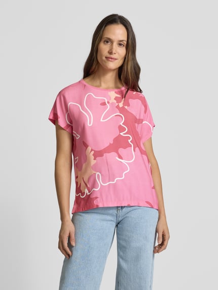 Tom Tailor T-shirt o kroju regular fit z czystej wiskozy Mocnoróżowy 4