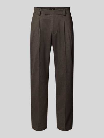 CINQUE Spodnie garniturowe o kroju tapered fit z zakładkami w pasie model „Sando” Orzechowy 2
