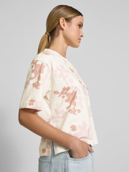 Jake*s Studio Woman Cropped T-Shirt mit geripptem Rundhalsausschnitt Terra 3