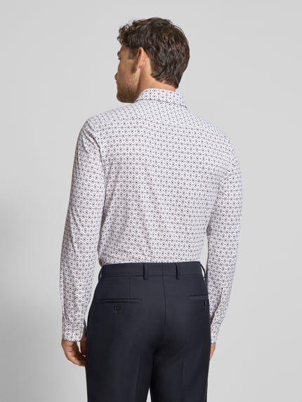 BOSS Slim Fit Business Hemd mit Allover-Muster Modell 'P-ROAN' Weiss 5