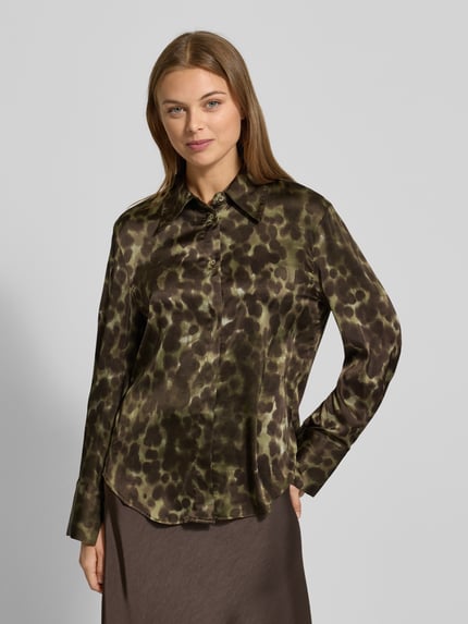 MANGO Regular Fit Bluse mit verdeckter Knopfleiste Modell 'CAMILA' Khaki 4