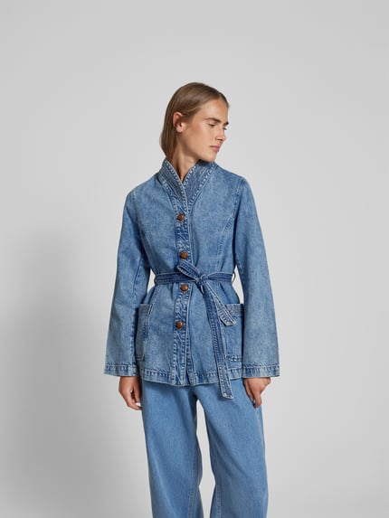 Remain Jeansjack met tailleriem Jeansblauw - 4