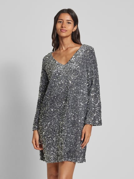 VILA Minikleid mit Paillettenbesatz Modell 'FAITH' Silber 4