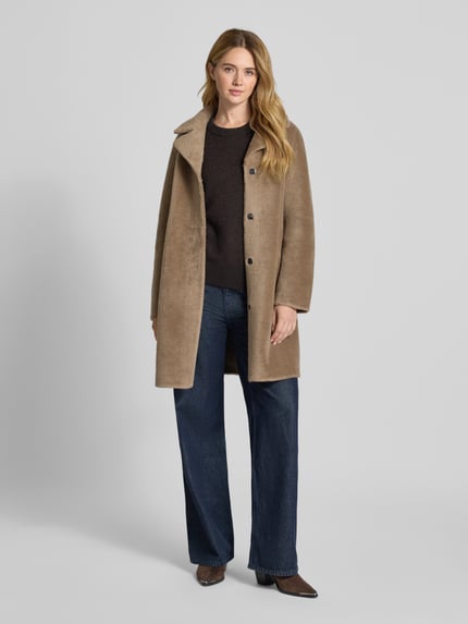OAKWOOD Regular fit Lange jas van imitatiebont van pure Wol Model 'VENUS' Taupe - 1