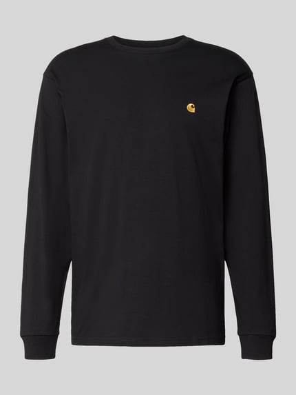 Productfoto, Longsleeve met Label-Stitching van Carhartt Work In Progress, zwart katoen, relaxed fit, ronde hals, ruglengte 66 cm maat M