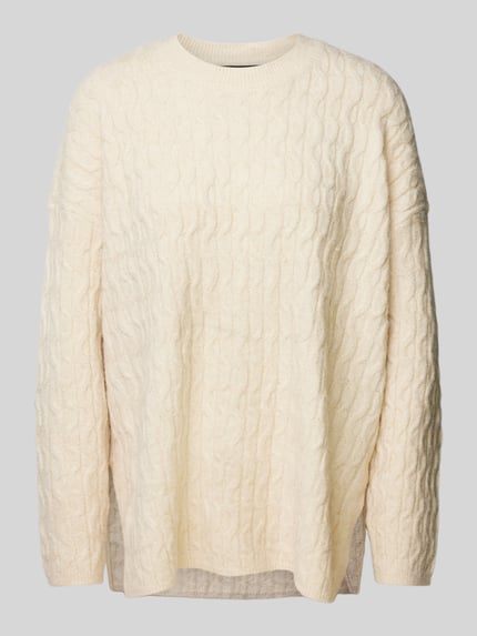 VERO MODA Comfort Fit Strickpullover mit Struktur-Strick Modell 'ELYA' Ecru 2