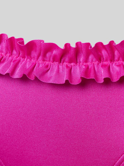 Produktfoto, Bikinihose mit Rüsche Modell 'Liora' von LASCANA in leuchtendem Pink, glatte Oberfläche, elastischer Bund, Material-Mix mit Stretch-Anteil