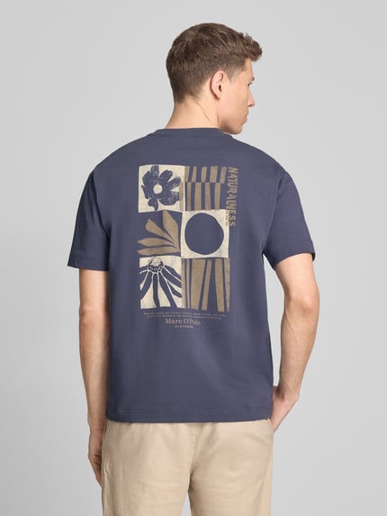 Marc O'Polo T-shirt o kroju relaxed fit z czystej bawełny Ciemnoniebieski 5