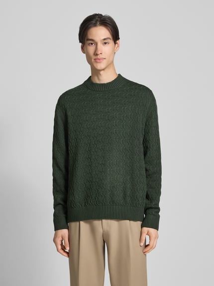 Selected Regular Fit Strickpullover aus reiner Baumwolle Modell 'PHILIP' Dunkelgruen 4