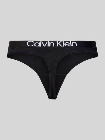 Produktfoto, String aus Baumwoll-Mix im 3er-Pack van Calvin Klein Underwear in effen kleuren met labelopschrift, stretch katoenmix