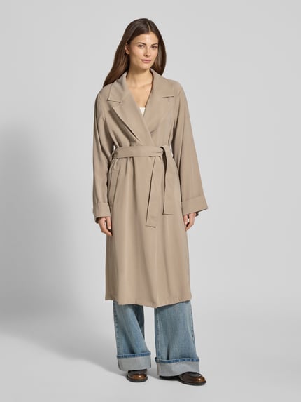 Jake*s Casual Trenchcoat aus Viskose-Mix mit Bindegürtel Taupe 4