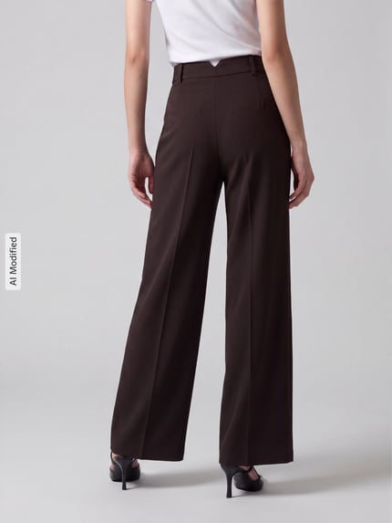 VERO MODA Szerokie spodnie z dodatkiem wiskozy model 'STELLA' Czekoladowy 5