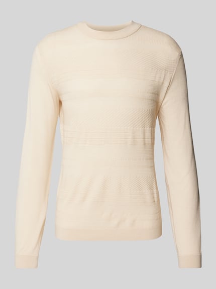 Selected Wollpullover mit Strukturmuster Modell 'TRAY' Sand 2