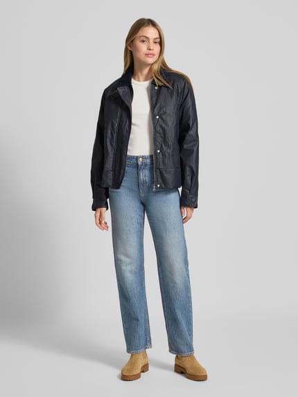 ICHI Overhemdjack met platte kraag en steekzakken Model 'GANILO' Marineblauw - 1