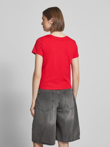 REVIEW T-shirt met motiefstitching Kersenrood - 5