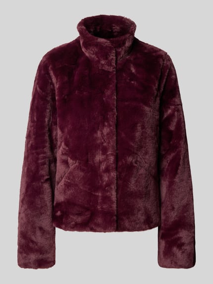 ONLY Regular Fit Webpelzjacke mit Stehkragen Modell 'NEWVIDA' Bordeaux 2