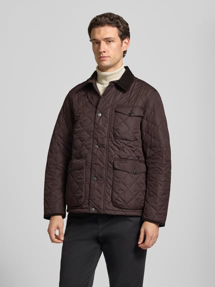 Barbour Regular fit gewatteerd jack met corduroy kraag model 'HORNBY' Zwart - 4