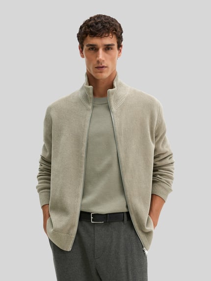 Marc O'Polo Strickjacke mit Zweiwege Reißverschluss Mittelgrau 4