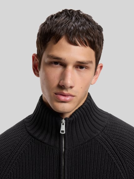 HUGO Blue Regular Fit Strickjacke aus reiner Baumwolle Modell 'Sonzie' BLACK 3