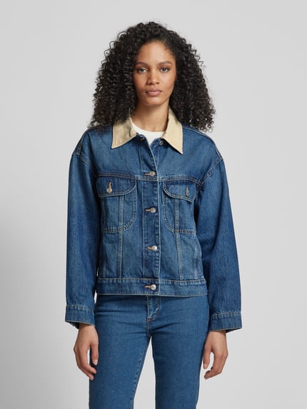 MANGO Jeansjacke mit Umlegekragen Modell 'ROOSTER' Hellblau 4