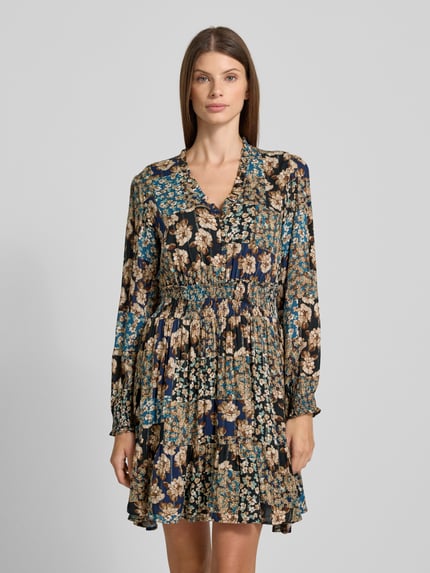 Apricot Minikleid mit V-Ausschnitt Petrol 4
