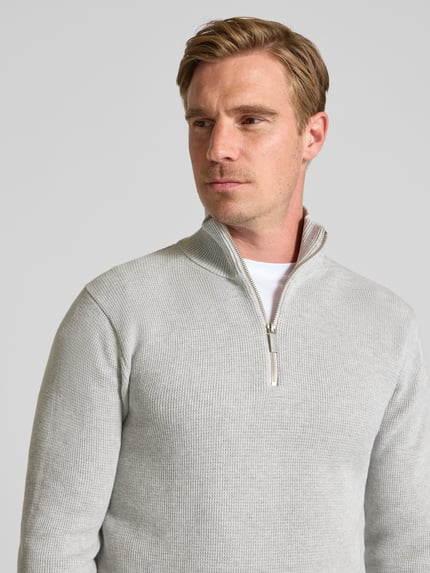 Selected Bluza z kołnierzem o kroju regular fit z czystej bawełny model ‘DANE’ Jasnoszary melanż 3