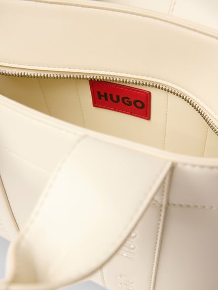 HUGO Umhängetasche mit Label Stitching Modell 'BECKY' Ecru 5